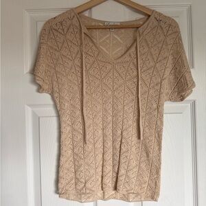 L'Academie Cream Knit Top with Tie Detail